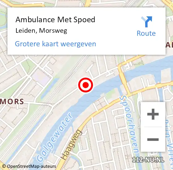 Locatie op kaart van de 112 melding: Ambulance Met Spoed Naar Leiden, Morsweg op 11 februari 2024 09:00