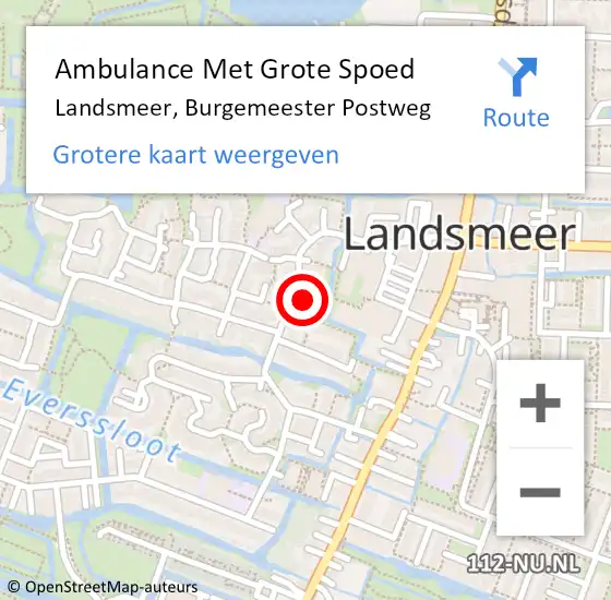 Locatie op kaart van de 112 melding: Ambulance Met Grote Spoed Naar Landsmeer, Burgemeester Postweg op 11 februari 2024 10:55
