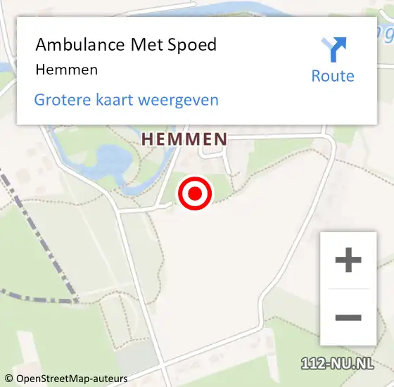 Locatie op kaart van de 112 melding: Ambulance Met Spoed Naar Hemmen op 11 februari 2024 11:46