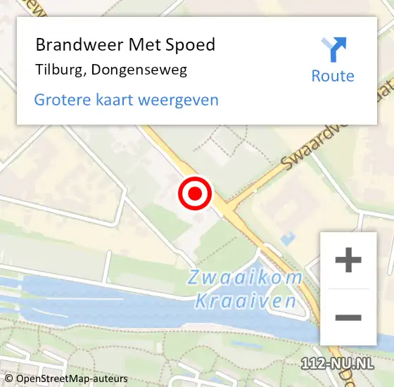 Locatie op kaart van de 112 melding: Brandweer Met Spoed Naar Tilburg, Dongenseweg op 11 februari 2024 12:26