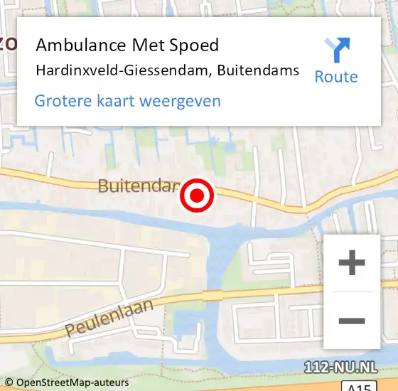 Locatie op kaart van de 112 melding: Ambulance Met Spoed Naar Hardinxveld-Giessendam, Buitendams op 11 februari 2024 12:50