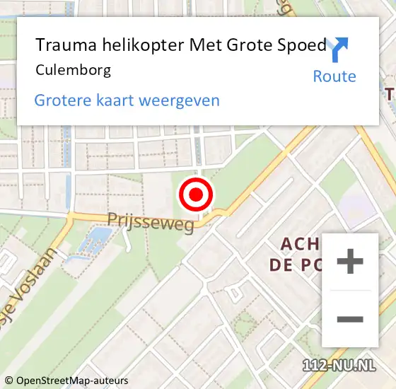 Locatie op kaart van de 112 melding: Trauma helikopter Met Grote Spoed Naar Culemborg op 11 februari 2024 13:13