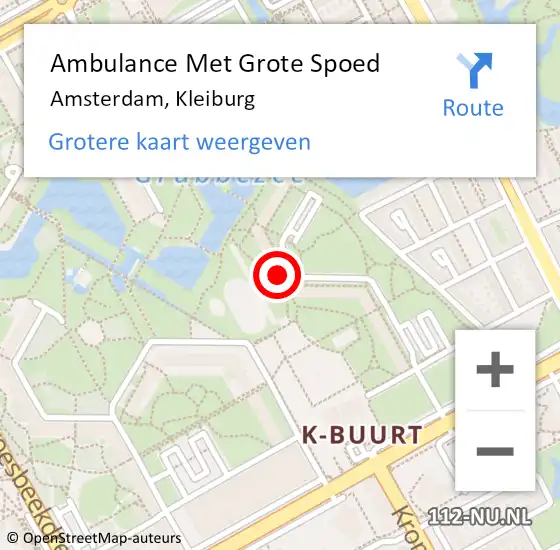 Locatie op kaart van de 112 melding: Ambulance Met Grote Spoed Naar Amsterdam, Kleiburg op 11 februari 2024 13:39