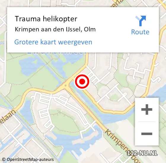 Locatie op kaart van de 112 melding: Trauma helikopter Krimpen aan den IJssel, Olm op 11 februari 2024 14:04