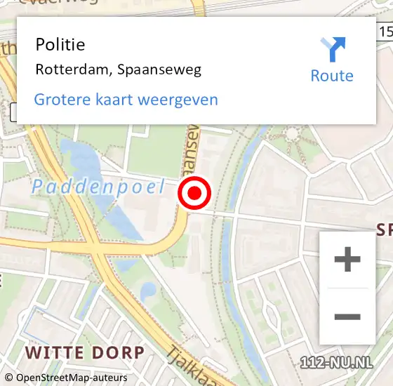 Locatie op kaart van de 112 melding: Politie Rotterdam, Spaanseweg op 11 februari 2024 15:25