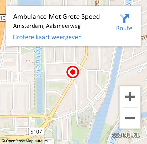 Locatie op kaart van de 112 melding: Ambulance Met Grote Spoed Naar Amsterdam, Aalsmeerweg op 11 februari 2024 15:25