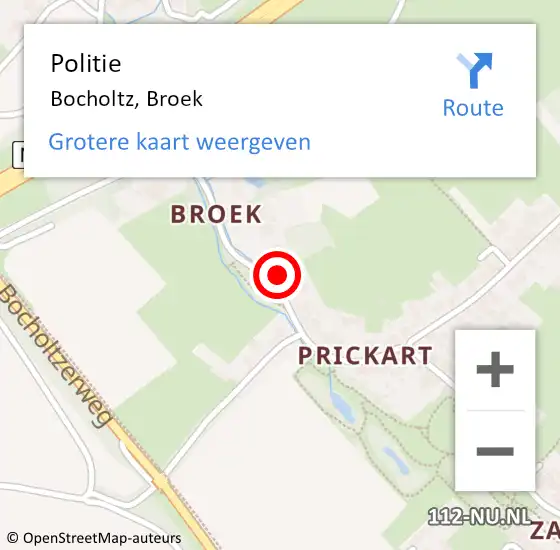 Locatie op kaart van de 112 melding: Politie Bocholtz, Broek op 11 februari 2024 15:28
