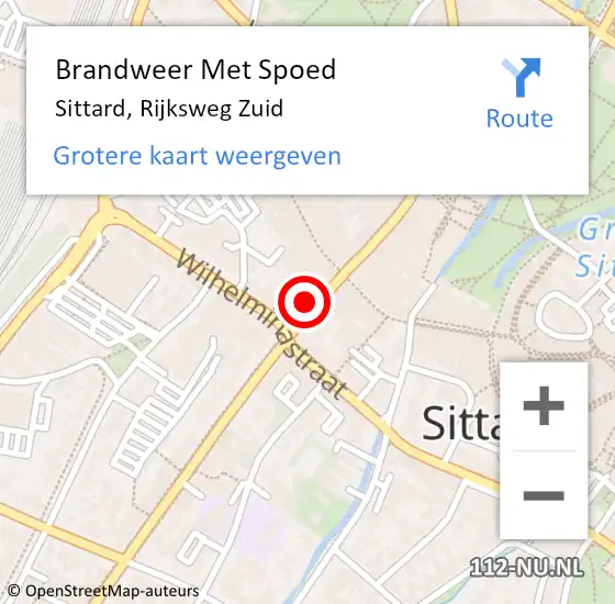 Locatie op kaart van de 112 melding: Brandweer Met Spoed Naar Sittard, Rijksweg Zuid op 11 februari 2024 16:22