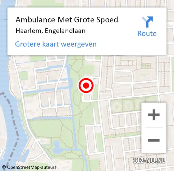 Locatie op kaart van de 112 melding: Ambulance Met Grote Spoed Naar Haarlem, Engelandlaan op 11 februari 2024 17:00