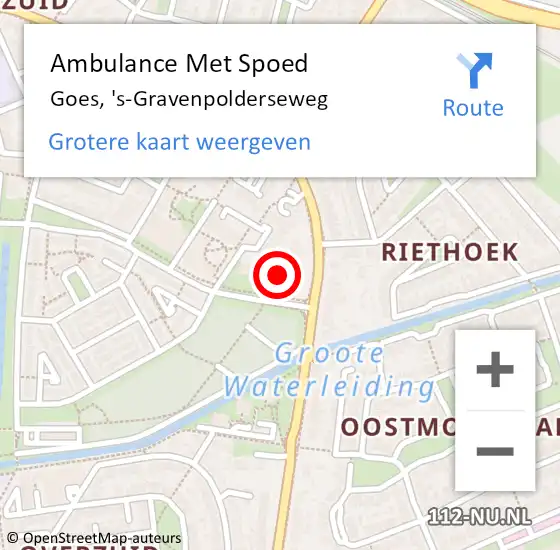 Locatie op kaart van de 112 melding: Ambulance Met Spoed Naar Goes, 's-Gravenpolderseweg op 11 februari 2024 17:11