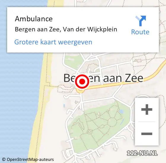 Locatie op kaart van de 112 melding: Ambulance Bergen aan Zee, Van der Wijckplein op 11 februari 2024 17:21
