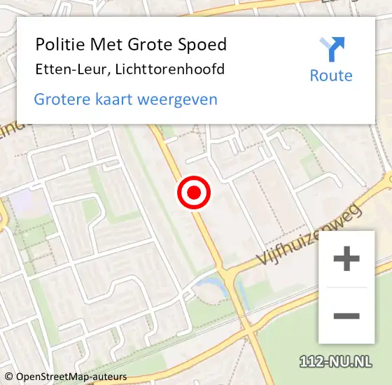 Locatie op kaart van de 112 melding: Politie Met Grote Spoed Naar Etten-Leur, Lichttorenhoofd op 11 februari 2024 18:26