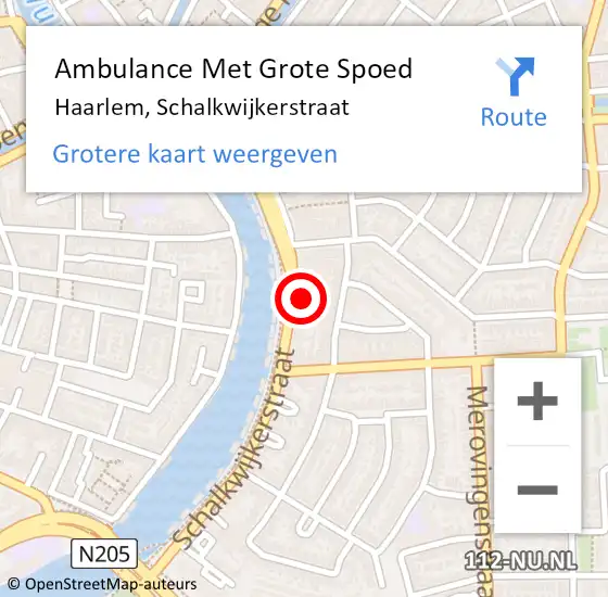 Locatie op kaart van de 112 melding: Ambulance Met Grote Spoed Naar Haarlem, Schalkwijkerstraat op 11 februari 2024 18:30