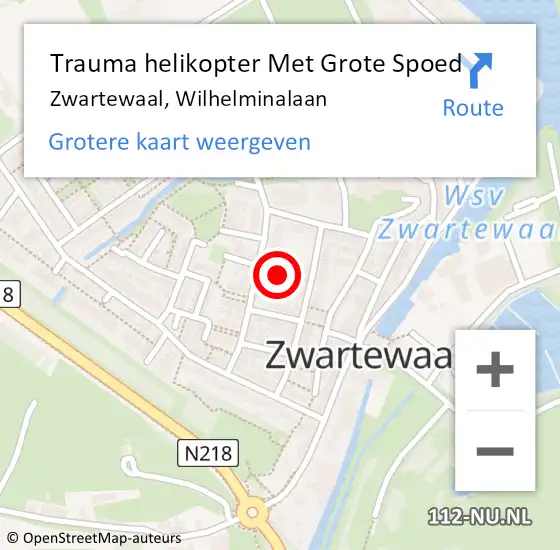Locatie op kaart van de 112 melding: Trauma helikopter Met Grote Spoed Naar Zwartewaal, Wilhelminalaan op 11 februari 2024 18:33