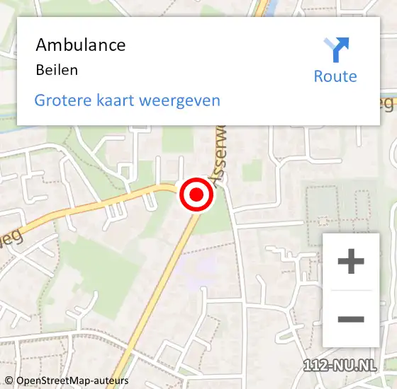 Locatie op kaart van de 112 melding: Ambulance Beilen op 11 februari 2024 20:25