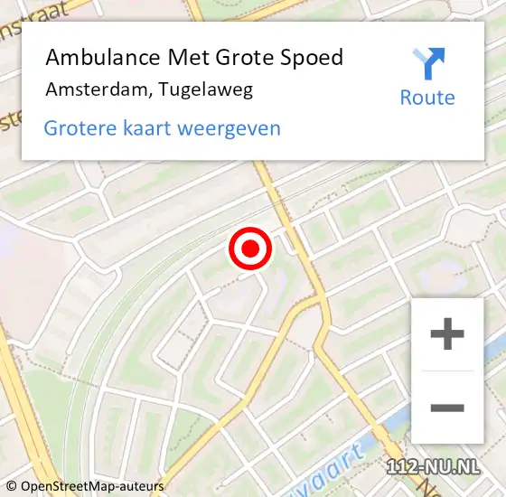 Locatie op kaart van de 112 melding: Ambulance Met Grote Spoed Naar Amsterdam, Tugelaweg op 11 februari 2024 22:11