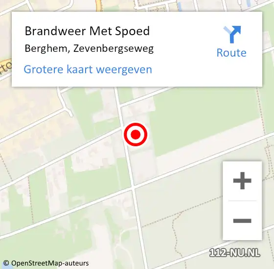 Locatie op kaart van de 112 melding: Brandweer Met Spoed Naar Berghem, Zevenbergseweg op 11 februari 2024 23:31