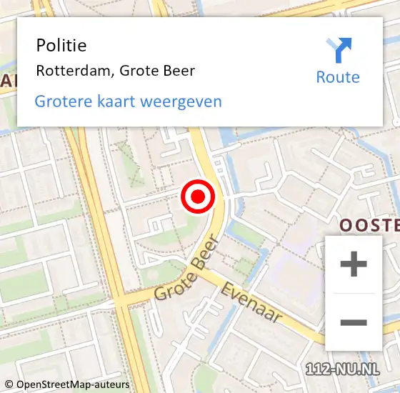 Locatie op kaart van de 112 melding: Politie Rotterdam, Grote Beer op 11 februari 2024 23:40
