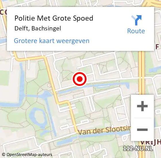 Locatie op kaart van de 112 melding: Politie Met Grote Spoed Naar Delft, Bachsingel op 12 februari 2024 00:47