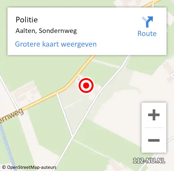 Locatie op kaart van de 112 melding: Politie Aalten, Sondernweg op 12 februari 2024 01:47
