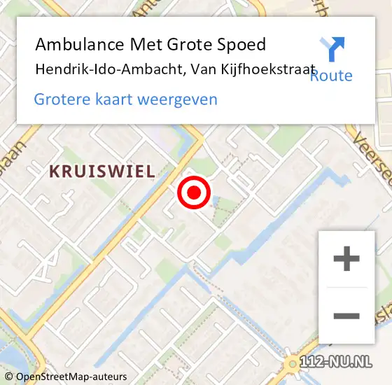 Locatie op kaart van de 112 melding: Ambulance Met Grote Spoed Naar Hendrik-Ido-Ambacht, Van Kijfhoekstraat op 12 februari 2024 03:06