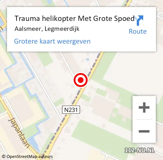 Locatie op kaart van de 112 melding: Trauma helikopter Met Grote Spoed Naar Aalsmeer, Legmeerdijk op 12 februari 2024 06:11