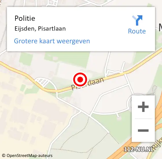 Locatie op kaart van de 112 melding: Politie Eijsden, Pisartlaan op 12 februari 2024 06:47