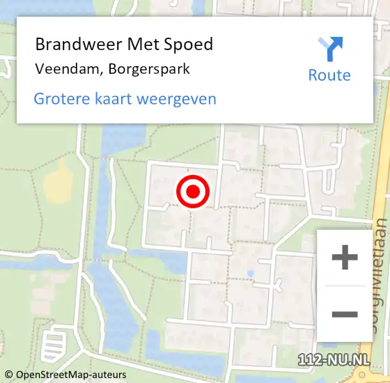 Locatie op kaart van de 112 melding: Brandweer Met Spoed Naar Veendam, Borgerspark op 12 februari 2024 07:09