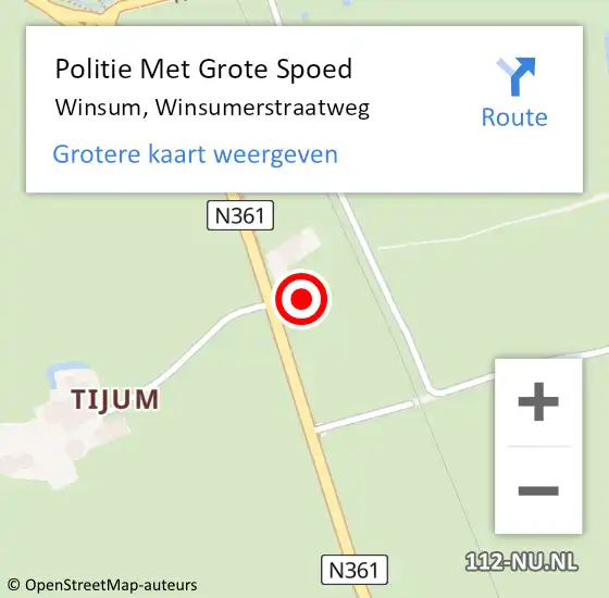 Locatie op kaart van de 112 melding: Politie Met Grote Spoed Naar Winsum, Winsumerstraatweg op 12 februari 2024 07:28