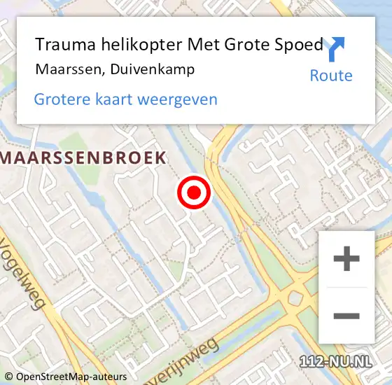 Locatie op kaart van de 112 melding: Trauma helikopter Met Grote Spoed Naar Maarssen, Duivenkamp op 12 februari 2024 07:34