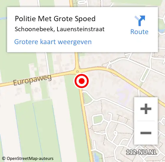 Locatie op kaart van de 112 melding: Politie Met Grote Spoed Naar Schoonebeek, Lauensteinstraat op 12 februari 2024 07:35