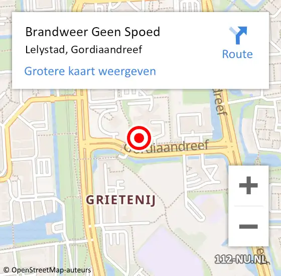 Locatie op kaart van de 112 melding: Brandweer Geen Spoed Naar Lelystad, Gordiaandreef op 12 februari 2024 07:42