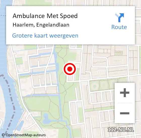 Locatie op kaart van de 112 melding: Ambulance Met Spoed Naar Haarlem, Engelandlaan op 12 februari 2024 08:07