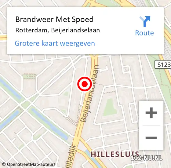 Locatie op kaart van de 112 melding: Brandweer Met Spoed Naar Rotterdam, Beijerlandselaan op 12 februari 2024 08:10