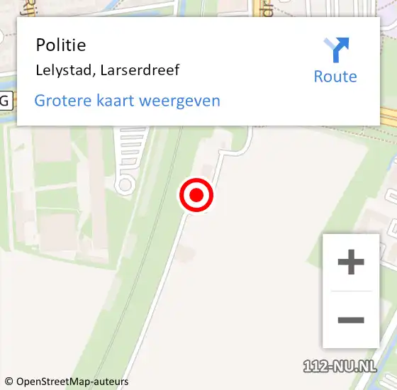 Locatie op kaart van de 112 melding: Politie Lelystad, Larserdreef op 12 februari 2024 08:29