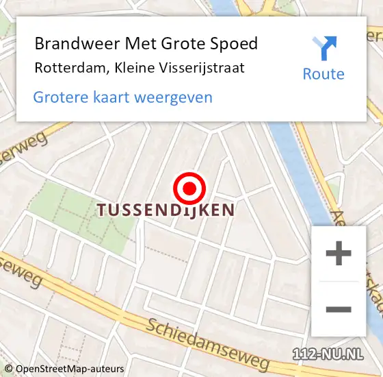 Locatie op kaart van de 112 melding: Brandweer Met Grote Spoed Naar Rotterdam, Kleine Visserijstraat op 12 februari 2024 08:32