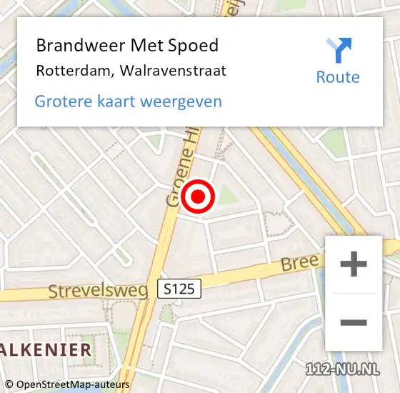 Locatie op kaart van de 112 melding: Brandweer Met Spoed Naar Rotterdam, Walravenstraat op 12 februari 2024 08:34