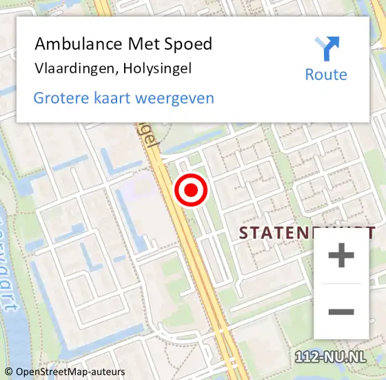 Locatie op kaart van de 112 melding: Ambulance Met Spoed Naar Vlaardingen, Holysingel op 12 februari 2024 09:06