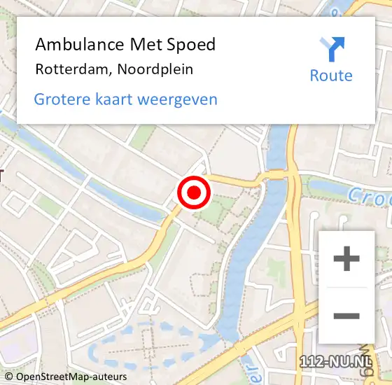 Locatie op kaart van de 112 melding: Ambulance Met Spoed Naar Rotterdam, Noordplein op 12 februari 2024 09:37