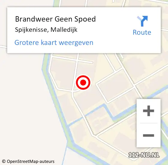 Locatie op kaart van de 112 melding: Brandweer Geen Spoed Naar Spijkenisse, Malledijk op 12 februari 2024 10:32