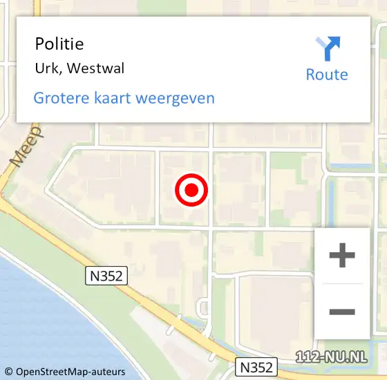 Locatie op kaart van de 112 melding: Politie Urk, Westwal op 12 februari 2024 10:38