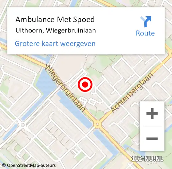 Locatie op kaart van de 112 melding: Ambulance Met Spoed Naar Uithoorn, Wiegerbruinlaan op 12 februari 2024 10:45