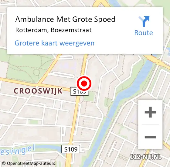 Locatie op kaart van de 112 melding: Ambulance Met Grote Spoed Naar Rotterdam, Boezemstraat op 12 februari 2024 11:27
