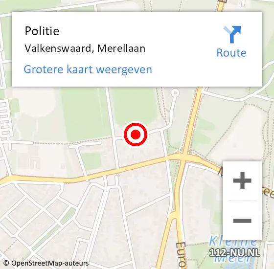 Locatie op kaart van de 112 melding: Politie Valkenswaard, Merellaan op 12 februari 2024 11:39