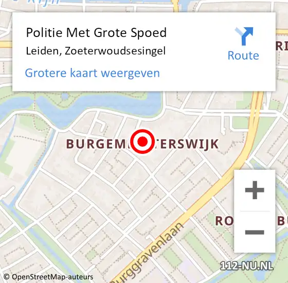 Locatie op kaart van de 112 melding: Politie Met Grote Spoed Naar Leiden, Zoeterwoudsesingel op 12 februari 2024 12:00