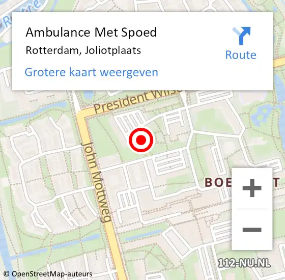 Locatie op kaart van de 112 melding: Ambulance Met Spoed Naar Rotterdam, Joliotplaats op 12 februari 2024 12:46