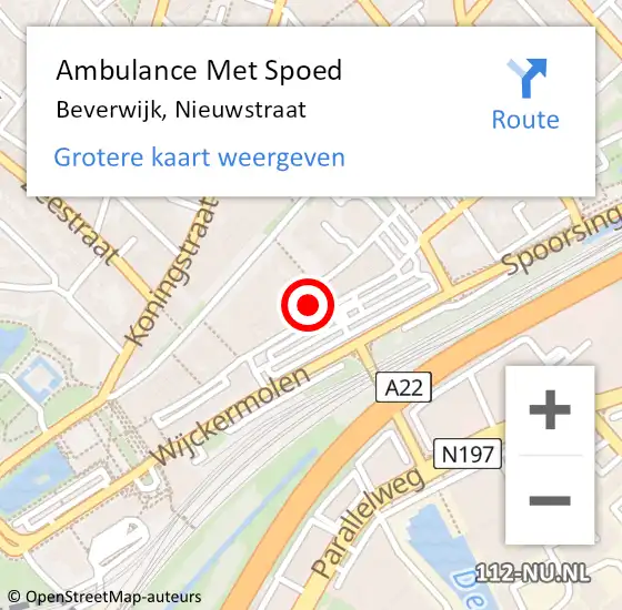 Locatie op kaart van de 112 melding: Ambulance Met Spoed Naar Beverwijk, Nieuwstraat op 12 februari 2024 12:46