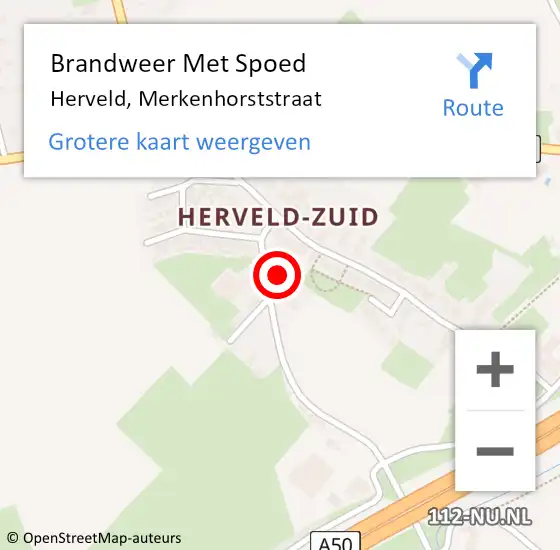 Locatie op kaart van de 112 melding: Brandweer Met Spoed Naar Herveld, Merkenhorststraat op 12 februari 2024 13:24