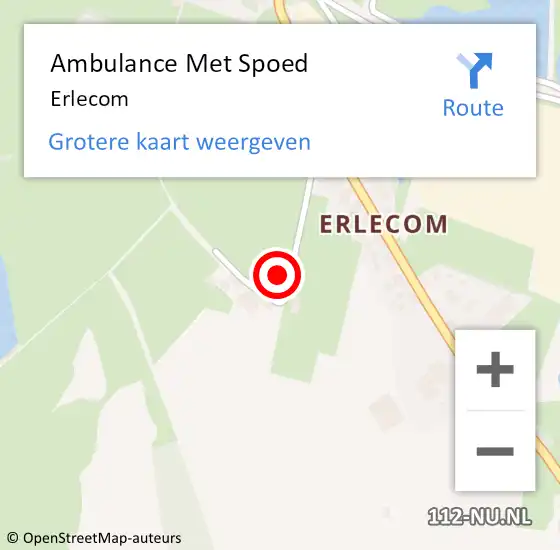 Locatie op kaart van de 112 melding: Ambulance Met Spoed Naar Erlecom op 12 februari 2024 13:47