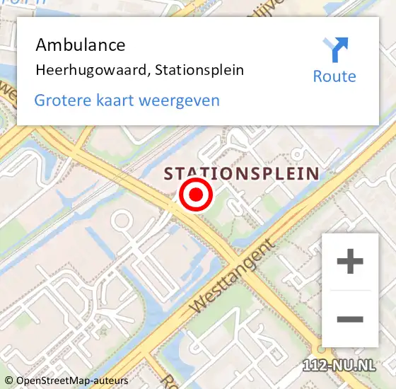 Locatie op kaart van de 112 melding: Ambulance Heerhugowaard, Stationsplein op 12 februari 2024 13:55